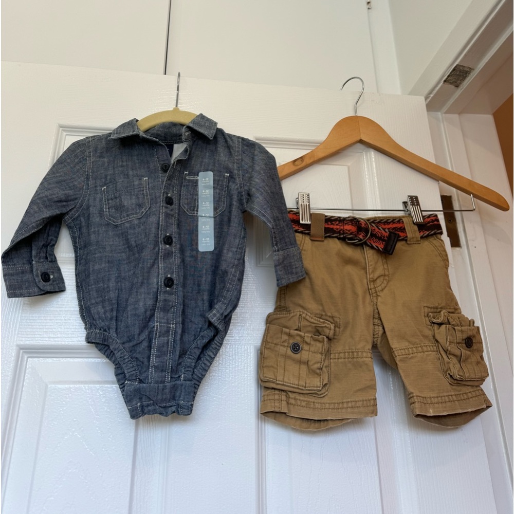 Baby Gap Set Brand New With Tags Denim onesie and cargo shorts